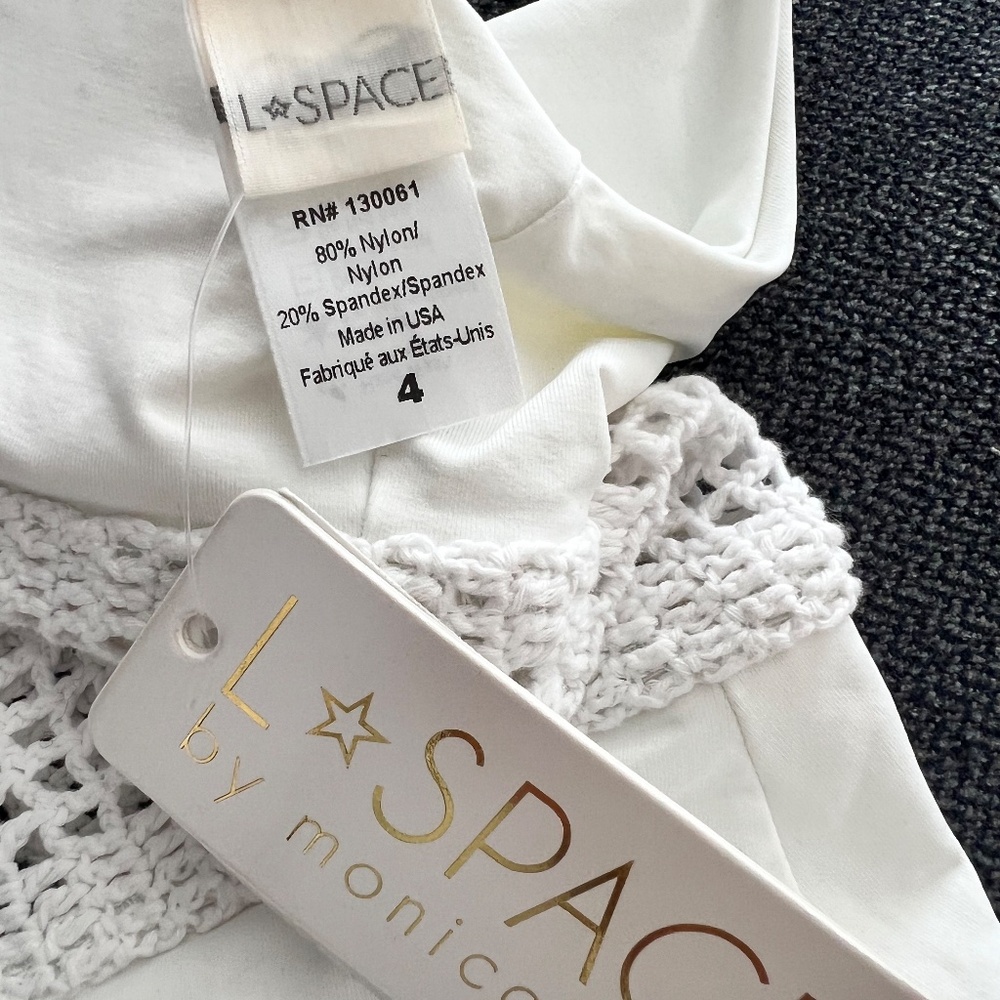 NEW WITH TAGS. Samantha Crochet Boho White One Piece Swimsuit | L*Space Swim - Picture 8 of 8